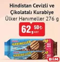 ÜLKER HANIMELLER HİNDİSTAN CEVİZLİ VE ÇİKOLATALI KURABİYE 276 G